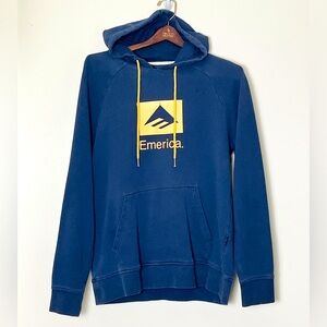 Vintage Emerica Hoodie Men’s Small Navy Blue Y2K‎ Aesthetic Skateboarding